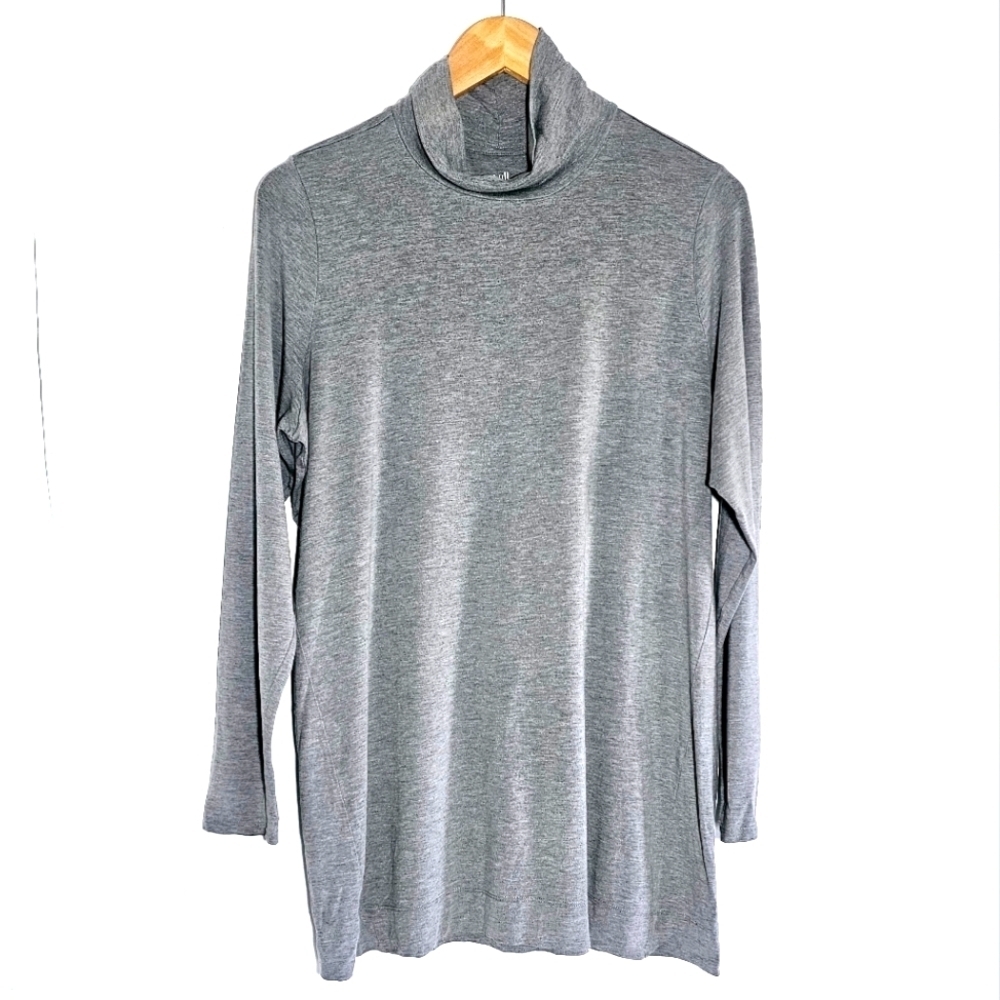 J. Jill Grey Supima Cotton Long Sleeve Turtleneck Women's Tunic Blouse Size L